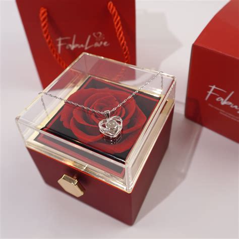 rotating rose box with necklace